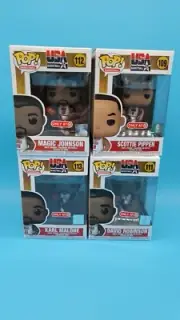 USA Basketball Funko Pop Magic Johnson, Scottie Pippen David Robinson Malone