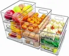 9 Pack 3 Sizes Stackable Clear Food Storage Bins Refrigerator, Pantry, Counters