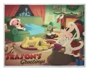 DISNEY CHRISTMAS THROW BLANKET PLUSH 72x60 REVERSIBLE MICKEY MOUSE MINNIE NWT