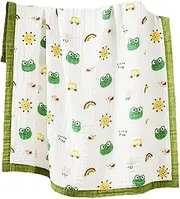 Gauze Throw Blanket - Lightweight Cotton Bed Cover | Crib Blankets for Toddler | Breathable Quick-Dry Lightweight Cartoon Patterns for Bedtime Naptime Nursery Decor Playtime Daycare
