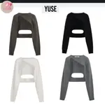 [YUSE] CASHMERE SIGNATURE UNBALANCE BOLERO KNIT TOP