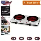 1500W Infrared Double Burner with 7.5” Ceramic Glass Cooktop - Stylish & Port...