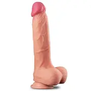 Nature Cock 10-Inch Dual-Layered Platinum Silicone Dildo with Balls