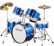 Melodic Classic 5 Piece Drum Set Kit for Children Kids with Stool Cymbals Drumsticks Blue