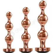 Gender X Gold Digger Set 3 Sizes Rose Gold Metal Butt Plugs With Black Gem Base