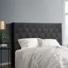 Double Size Fabric Bed Head CAPPI Charcoal Soft Upholstered Bedroom Furnit -CHAR