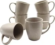 [HOMD] Coffee Cup Set 6-12oz Large Handle Ceramic Cup for Coffee, Soup, Tea, Milk, Latte, hot Cocoa, Ladies, Men-New Porcelain Mug Set (Retro Grey)
