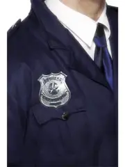 Metal Police Officer Cop Clip On Silver Badge Fancy Dress Costume Accessory