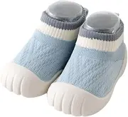 [HEOXIN] Baby Crawling Socks, First Walking Shoes, Sock Shoes, Hut Shoes, Toddler, Non-Slip, Soft Grip, Anti-Collision Toe Cap, Breathable Collision Colours, Mesh Walking Shoes, S-L, blue, 6 Monate