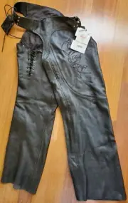 Milwaukee Women's Motorcycle Leather Chaps 5XL 48" ML1187 Tribal Embroidery