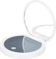 Sunscreen Testing Mirror, 2X Magnification Compact UV Camera Mirror with LED Light for Travel