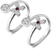 [Tongari] 925 Top Openable Hallmark Silver Toe Rings in Pure 92.5 Sterling Silver for Women (Floral), Adjustable, Non-Precious Metal, No Gemstone