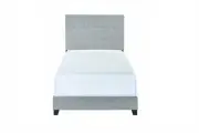 1pc Modern Twin Bed Square Patterned Grey Fabric Upholstery Button Tufted Wood