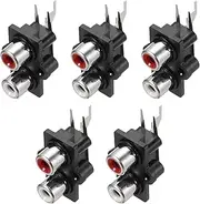 uxcell 5Pcs PCB Panel Mount AV Concentric Outlet 2 RCA Socket Female Jack Audio Video AV Connector 3pins Black