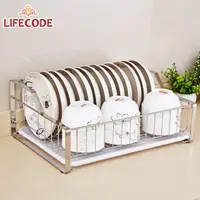 在飛比找蝦皮購物優惠-LIFECODE《收納王》304不鏽鋼-碗碟架+雙格筷子籃 