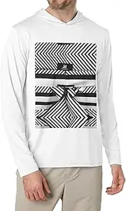 [YANYU] Black White Stripe Print Versatile Hoodie Stylish Sweatshirt Men Gym Workout Hooded Long-Sleeved T-Shirt