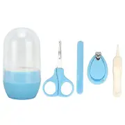 4Pcs Baby Nail Kit Safe Mini Scissors Nail File Nail Clippers Tweezers Blue CHW