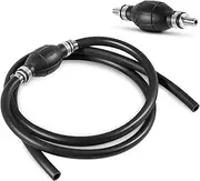 3/8" Fuel Line Assembly, 6FT Nylon Braided Marine Fuel Hose with Primer Bulb and Stainless Clamps, Universal Fuel Line Kit for Outboard Boat Motor, RV, Tractor, and Caravan Use