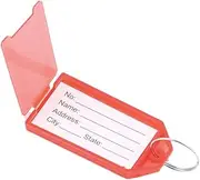 Plastic Key Tags Key Fob Tag Plastic Luggage Name ID Label with Split Ring Label Window Paper Label Inserts for Keys, Baggage, Luggage, Personal Items (Red, 100Pcs)