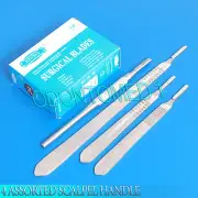 4 ASSORTED SCALPEL KNIFE HANDLE #4 + 100 SURGICAL STERILE DISSECTING BLADES #21