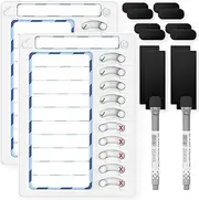 2 Pack NEDLON Chore Chart for Kids Dry Erase Chore Board ADHD Tools for Kids to Do List Checklist Task Board Routine Chart Planning Board for Fridge with 10 Sliders and Magnetic Marker, White and Blue