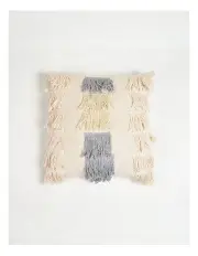 [Yellow Drama] Handwoven Fringed Neutral Handloom Cotton Cushion Cover