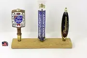 Three Beer Tap Handle Display Stand Base Holder Handmade White Oak Handcrafted