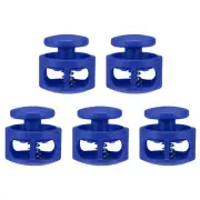 5pcs Cord Lock Double Hole Spring Toggle Stopper for Drawstring, Blue