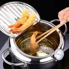 Japanese Deep Fryer Pot Thermometer Deep Frying Pan Gas Induction Cooker