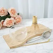 Matcha Whisk Set Traditional Matcha Powder Whisk Set with Bowl Glass, Matcha Whisk (Chasen), Stainless Matcha Sifter, Scoop(Chashaku), Spout, The Japanese Tea Set (Glass Transparent)