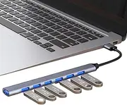 USB Port Expander | USB 3.0 Port Expander | 7-Port USB Extender for Laptop, Flash Drive, Console, Printer, Camera, Keyboard, M-Ouse, Fast Data Transmission