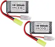 2PCS 7.4V 1000mAh Odamiya Plug Lithium Battery for 9300 9310 9305E 9304E 9303E 9302E 9301 9201E RC Remote Control Car Remote Control Boat Quadcopter Drone Battery