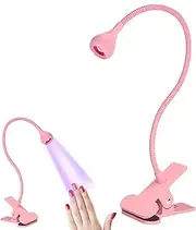 Generic Gooseneck UV Nail Lamp - LED Nail Light for Gel Nails, Clamp-on, Pink, ABS Material, High Efficiency, 3W, 3-5V DC, Indoor Use