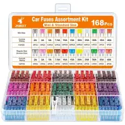 Car Fuses 168 Pcs, Assortment Kit, 114 Mini Blade Fuses Automotive + 54 Standar