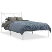 Metal Bed Frame with Headboard White 106x203cm King Single Size