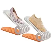 Shoe Slot Organizer For Closet - 4 Levels Adjustable Anti-Slip Adjustable Shoe Slots - Slim Thickened Shoe Rack for Most Children's Shoes Slippers Flat Shoes Sneakers