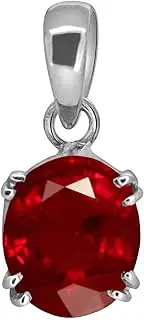 [Akshita gems] 100% Certified 5.25 Ratti Deluxe Quality Natural Natural Ruby Manik Ashtadhatu Silver Plated Pendant/Locket Gemstone by Lab Certified(Top AAA+) Quality, Loose Gemstone, Ruby