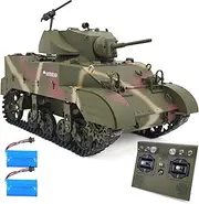 Remote Controlled Light Tank M5A1 Tank 1/16 Military Vehicle Simulation Smoke Pipe Lifting/Turret Rotation 360 Degrees/no Shooting/Collection Model/2 Battery Marine Corps Livery