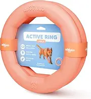 Set of 2 Active Dog Toy Rings - Floating Dog Rings for Outdoor Play, Training & Fetch - Durable Fetch Toy, Frisbee Alt, Outside Yard Toys for Large Breeds - Peach