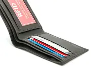 RFID Signal Blocking Men's Leather Thin Bifold Wallet ID Card Holder Front Pocke