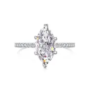ANYCO Ring 925 Sterling Silver Big Jewelry Eternity Ring Band Marquise Cut CZ 8A 1.5ct Rings For Woman