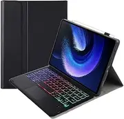Jarttarn Touched Backlit Keyboard Case Compatible with Oppo Pad Neo 11.4 Inch (2024), with Magnetic Removable Wireless Colorful Backlit Touch Keyboard and Protective Case (Black)