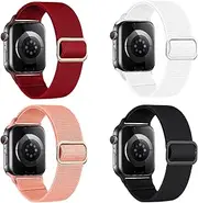 For Apple Watch Band 49mm 46mm 45mm 41mm 44mm 40mm 42mm 38mm, iWatch Bands Nylon Loop Sport Strap Women Men Bracelet Wristband for Apple Watch Ultra ultra2 Band Series 10 9 8 7 SE 6 5 4 3 2 1 Accessories, 4 Pack