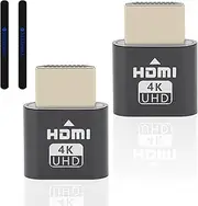 HDMI Dummy Plug 4K, Virtual Monitor Display Emulator Headless Ghost Adapter Supports up to 3840x2160 @60HZ, 1080P DVI EDID Emulator for Computer (Headless Display Adapter, 2 Pack, Grey)