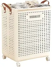 AIMALL Foldable Laundry Basket with Wheels, Multi-Functional Large Capacity Clothes Storage Hamper for Bathroom, Household, and Organizing