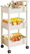 3-layer Trolley Storage Racks Storage Racks with Casters and Handles Living Room and Kitchen Storage Storage Trolleys,Layered Storage Open Storage,Suitable for Kitchens Bathrooms Living Rooms Offices(