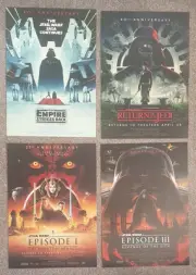 Star Wars Anniversary Posters X4 A3 Brand New ,phantom Menace, Jedi,empire Sith