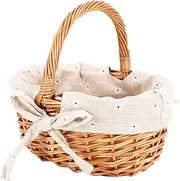 Anlayliay Hand-Woven Wicker Basket Simulation Single Handle Small with Hand Gift Basket