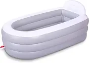 Inflatable Bathtub for Adults, 165cm × 86cm × 71cm Foldable Portable Bathtub, Blow Up Bath Tub with Backrest for Home Spa or Ice Bath(Gray White)… (with Pump)