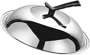 Alipis Stainless Steel Universal Lid 30cm Frying Pan Replacement Cover Pan Pot Lid with Tempered Glass Iron Skillet Lid for Kitchen Cookware